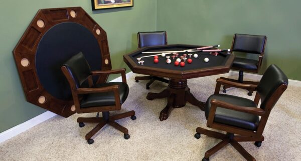 3 in 1 combination poker- dining and bumper pool table with 4 chairs