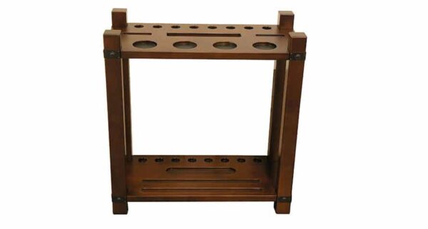 Skylar cue rack that holds 8 cues, brush, ball set that pairs with the Skylar Pool Table