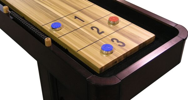Level Best 12' Shuffleboard with hidden accessory cabinet